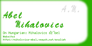 abel mihalovics business card